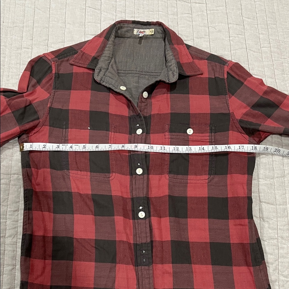 Faherty Red and Black Plaid Women's Button Down Shirt - Picture 7 of 8